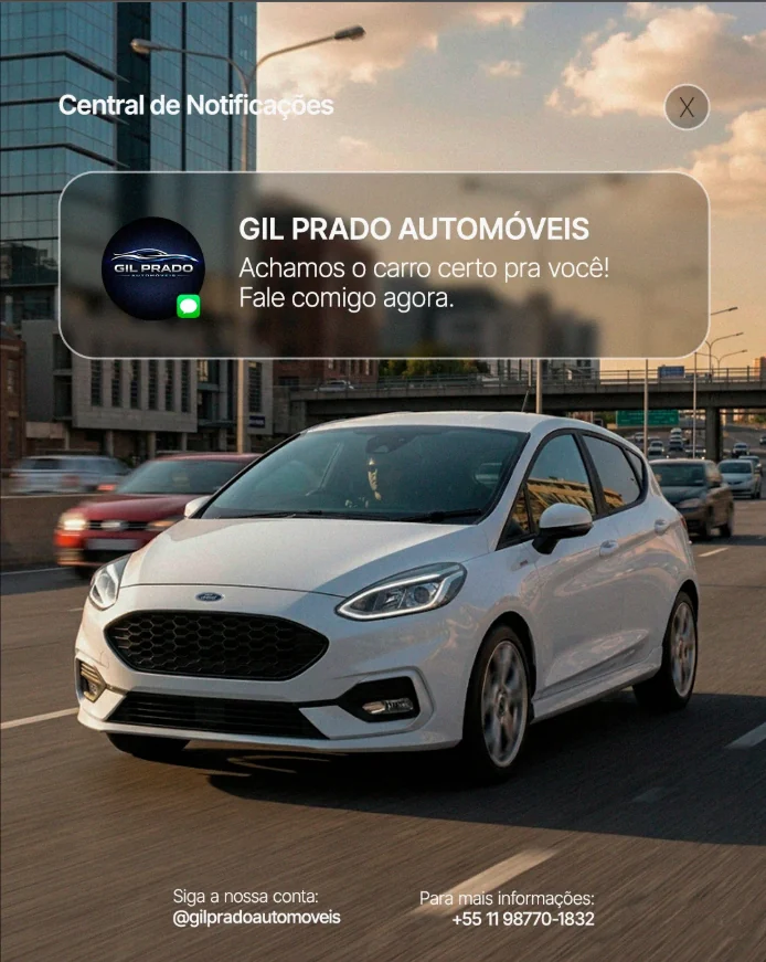 Criativo da Gil Prado Automóveis em formato de notificação do celular