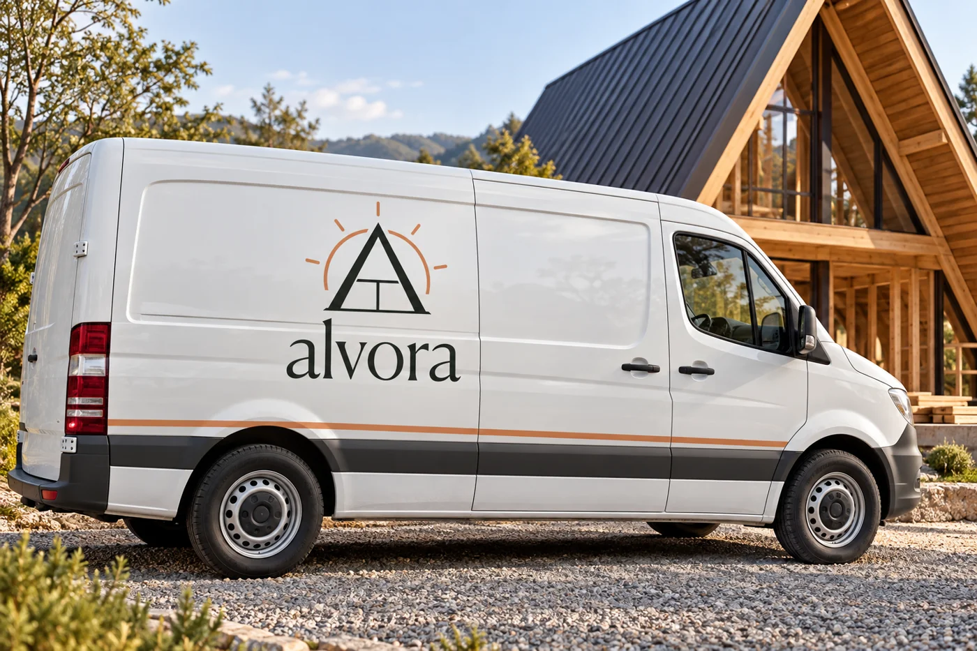Aplicação conceitual da marca Alvora em veículo